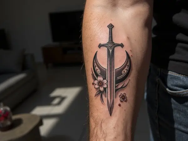 Sword and Moon Tattoo