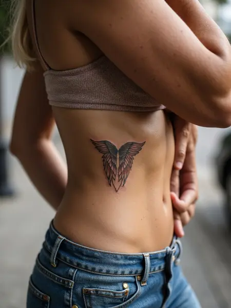 Graceful Feminine Ribcage Tattoo