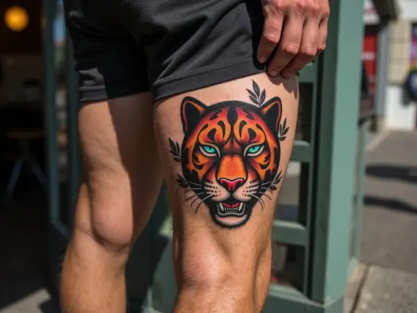 Bold Traditional Panther Head Tattoo