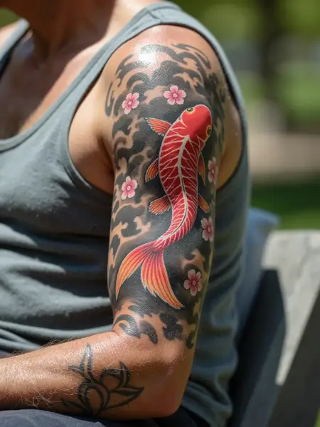 Koi and Cherry Blossom Sleeve