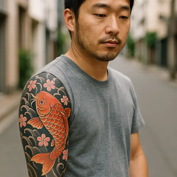 Koi and Cherry Blossom Harmony