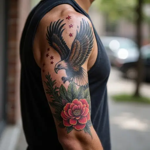 Eagle and Nature Harmony Tattoo