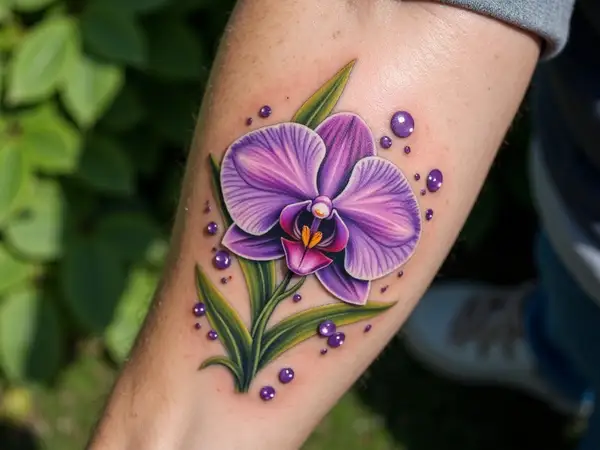 Purple Orchid Tattoo Design
