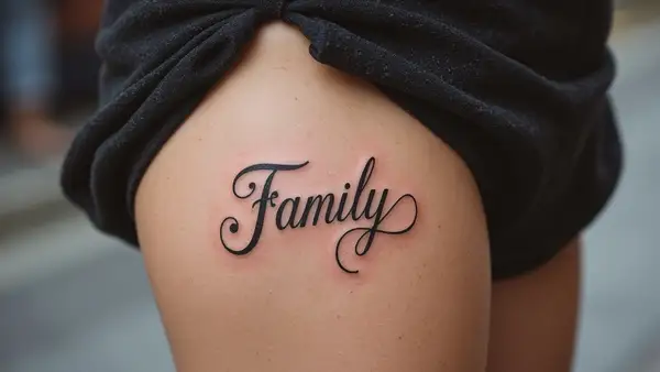 Elegant Family Script Tattoo