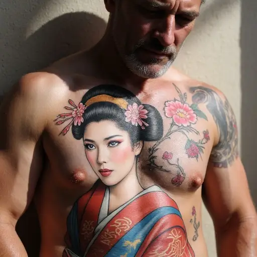 Elegant Geisha Tattoo Design