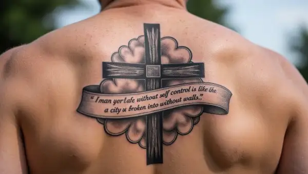 Proverbs 25:28 with Cross and Clouds