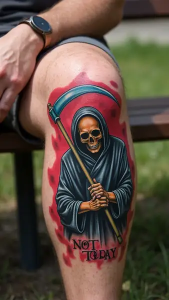 Bold Grim Reaper 'Not Today' Tattoo