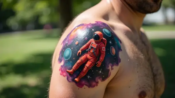 Cosmic Explorer Astronaut Tattoo