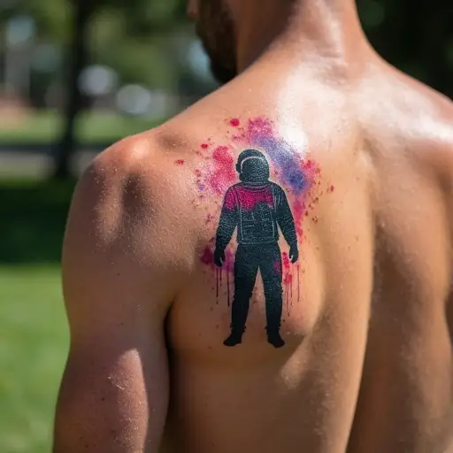 Red Astronaut in Space