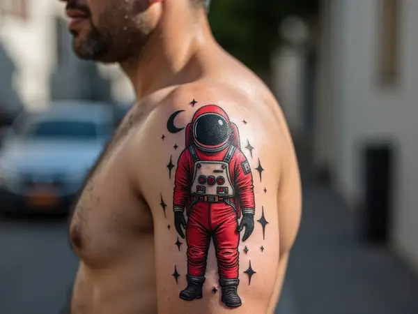 Red Astronaut in Space