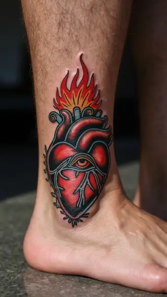 Fiery Vintage Heart with Eye