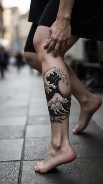 Modern Ocean Waves Tattoo