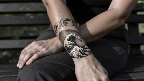 Abstract Ocean Waves Tattoo