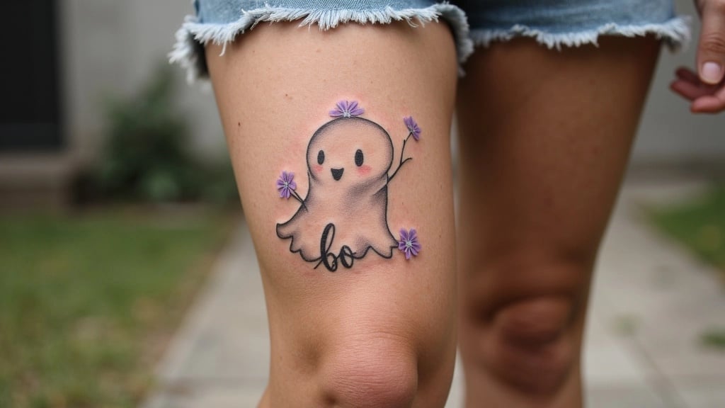 Tiny Ghost Boo Tattoo