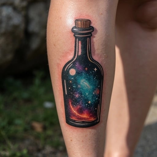 Cosmic Potion Bottle Tattoo
