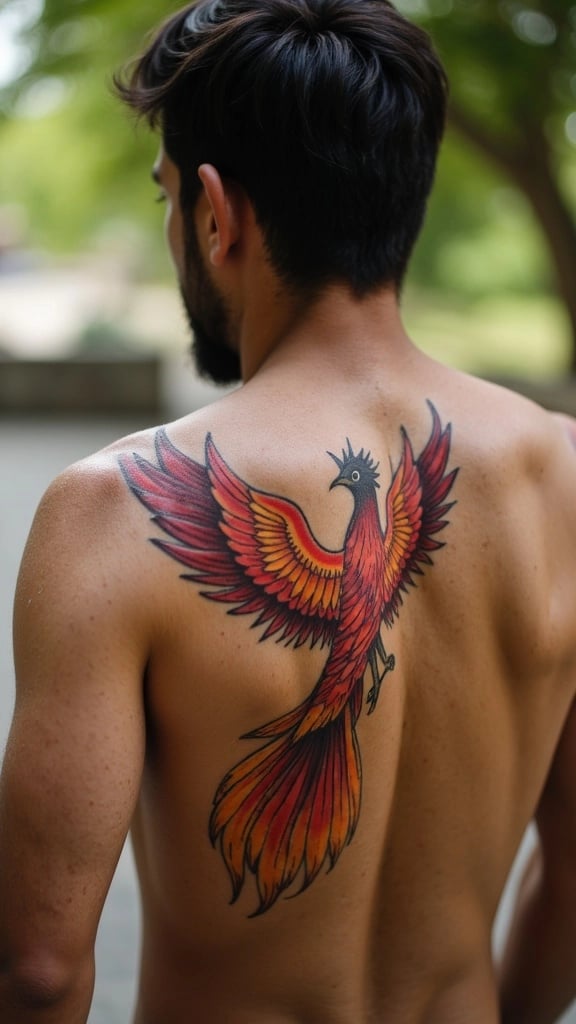 Phoenix Rising from Flames