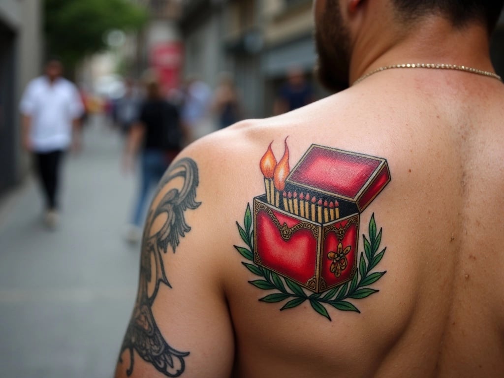 Fiery Passion Matchbox Tattoo