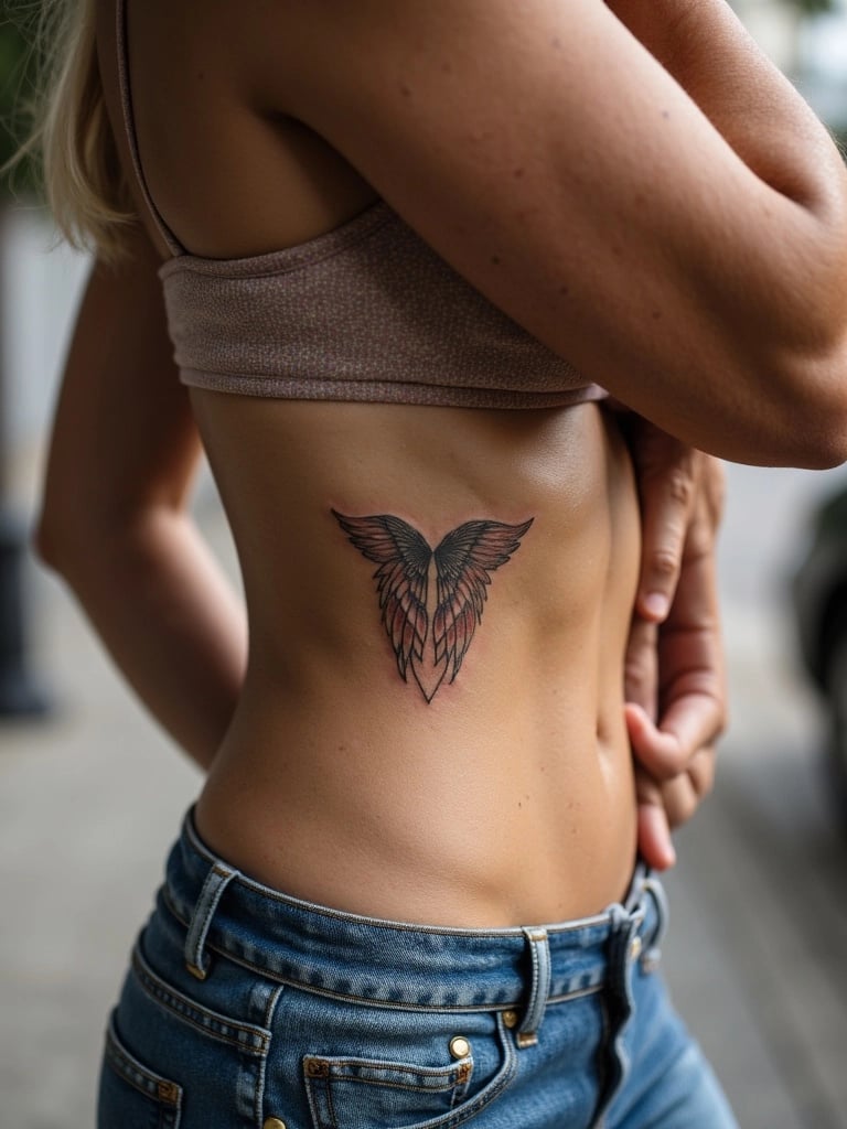 Graceful Feminine Ribcage Tattoo