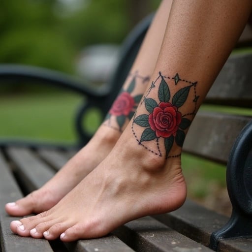 Symmetrical Rose Ankle Bands