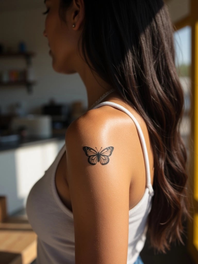 Minimalist Butterfly Arm Tattoo