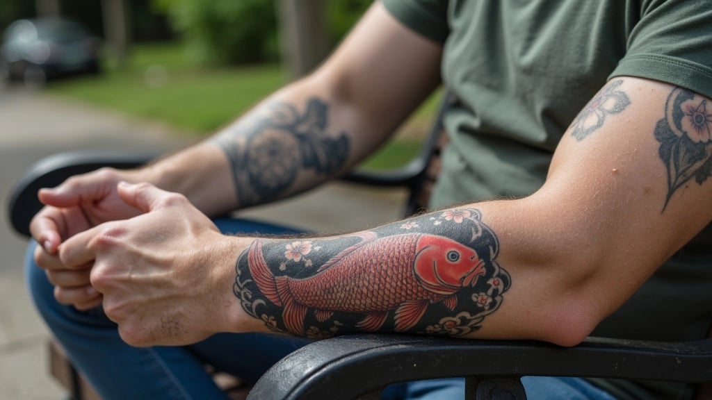 Koi Fish and Cherry Blossoms