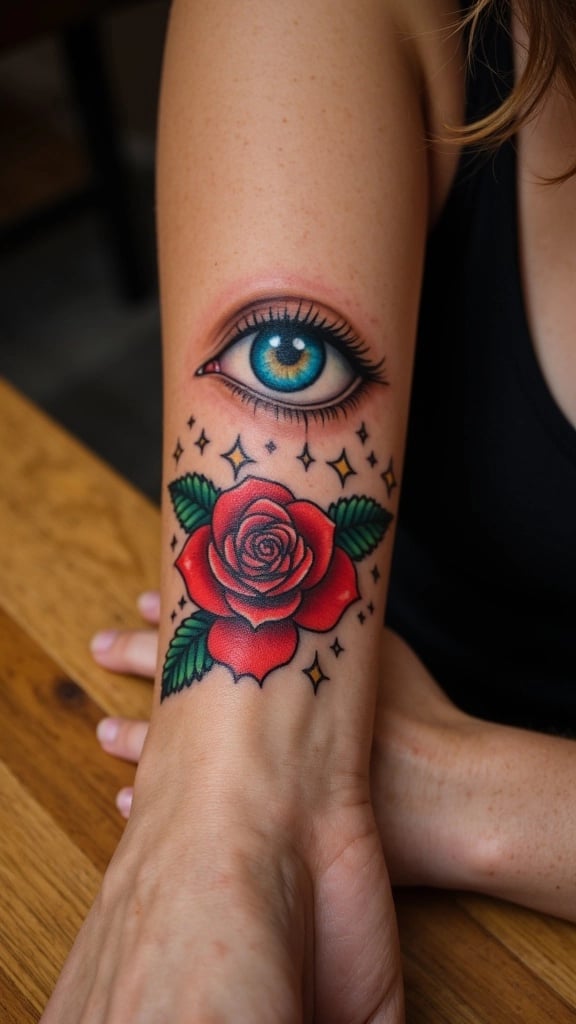 Celestial Eye with Tears and Rose