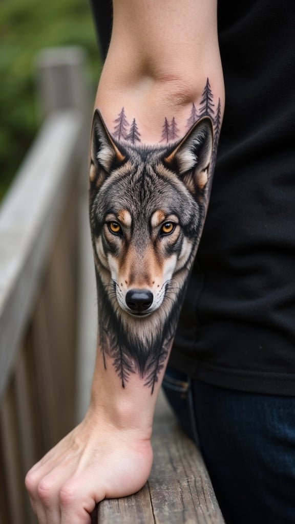 Majestic Wolf Ink Design