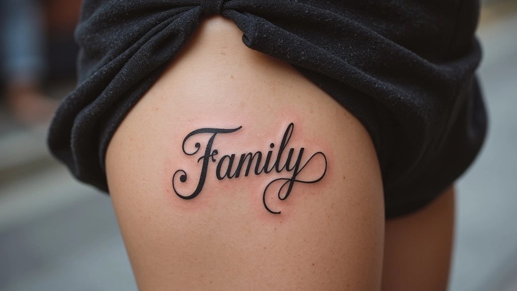 Elegant Family Script Tattoo