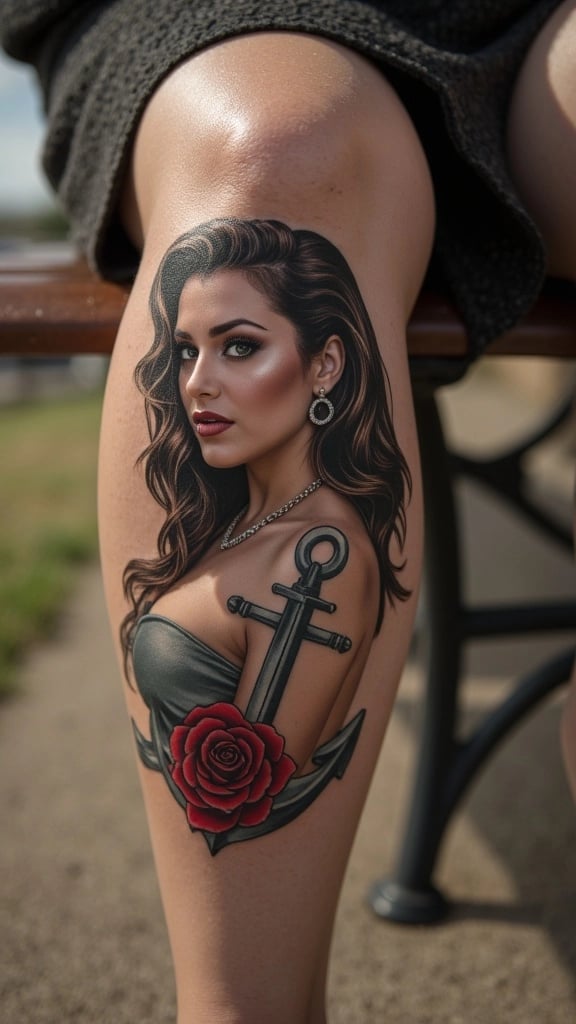 Classic Pinup Girl Tattoo