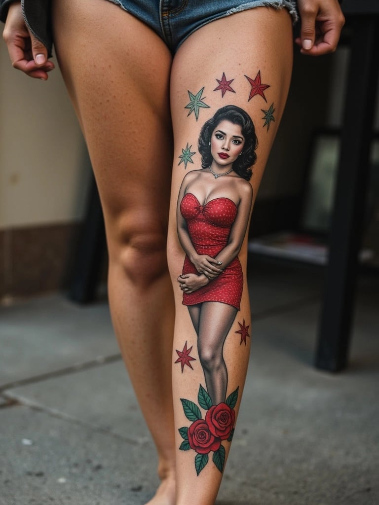 Classic Pinup Girl Tattoo