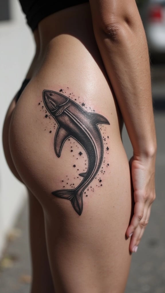 Whale Shark Cybersigil Outline Tattoo
