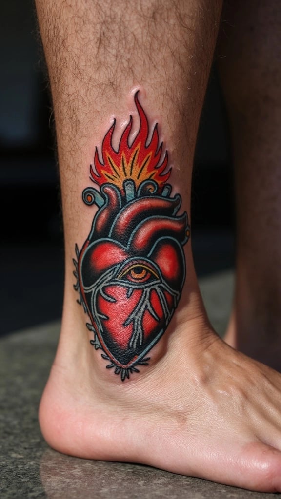 Fiery Vintage Heart with Eye