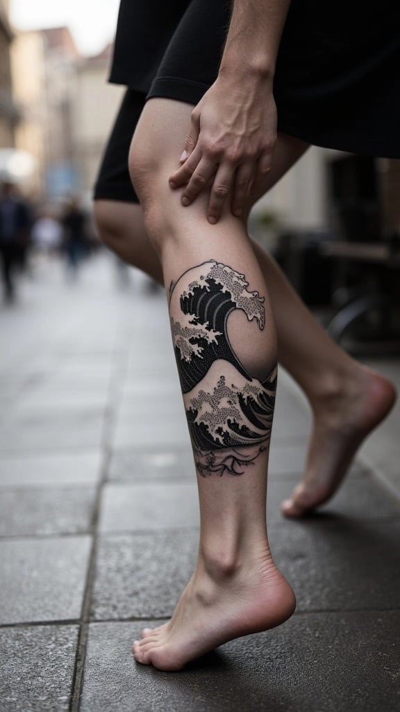Modern Ocean Waves Tattoo