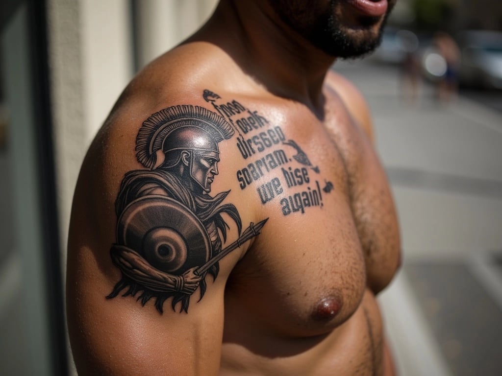 Spartan and Phoenix Rebirth Tattoo