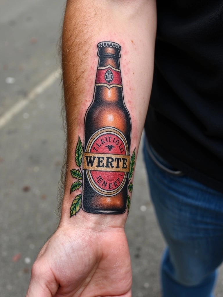 Vintage Beer Patchwork Tattoo