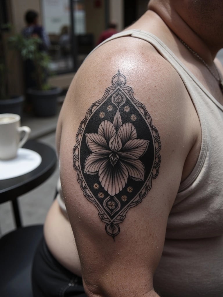 Geometric Violet Iris Tattoo